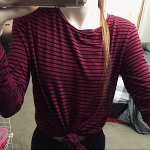 dark red & black striped long sleeve tee
